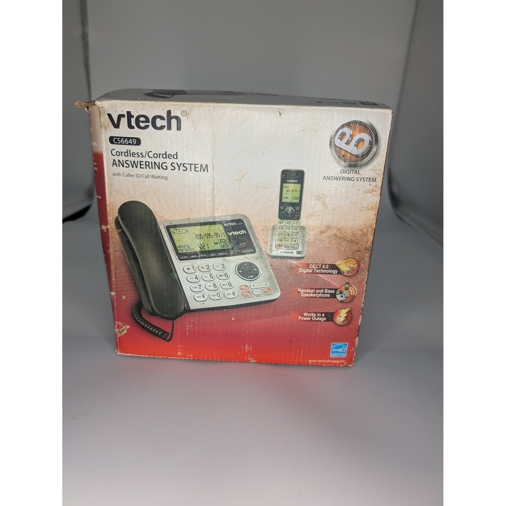 Vtech CS6649 DECT 6.0 Corded Cordless Phone System Digital Answering Machine